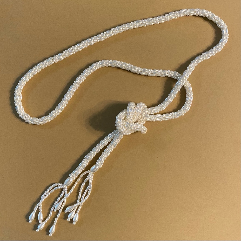 Vintage necklace, beaded, white, possibly hand made